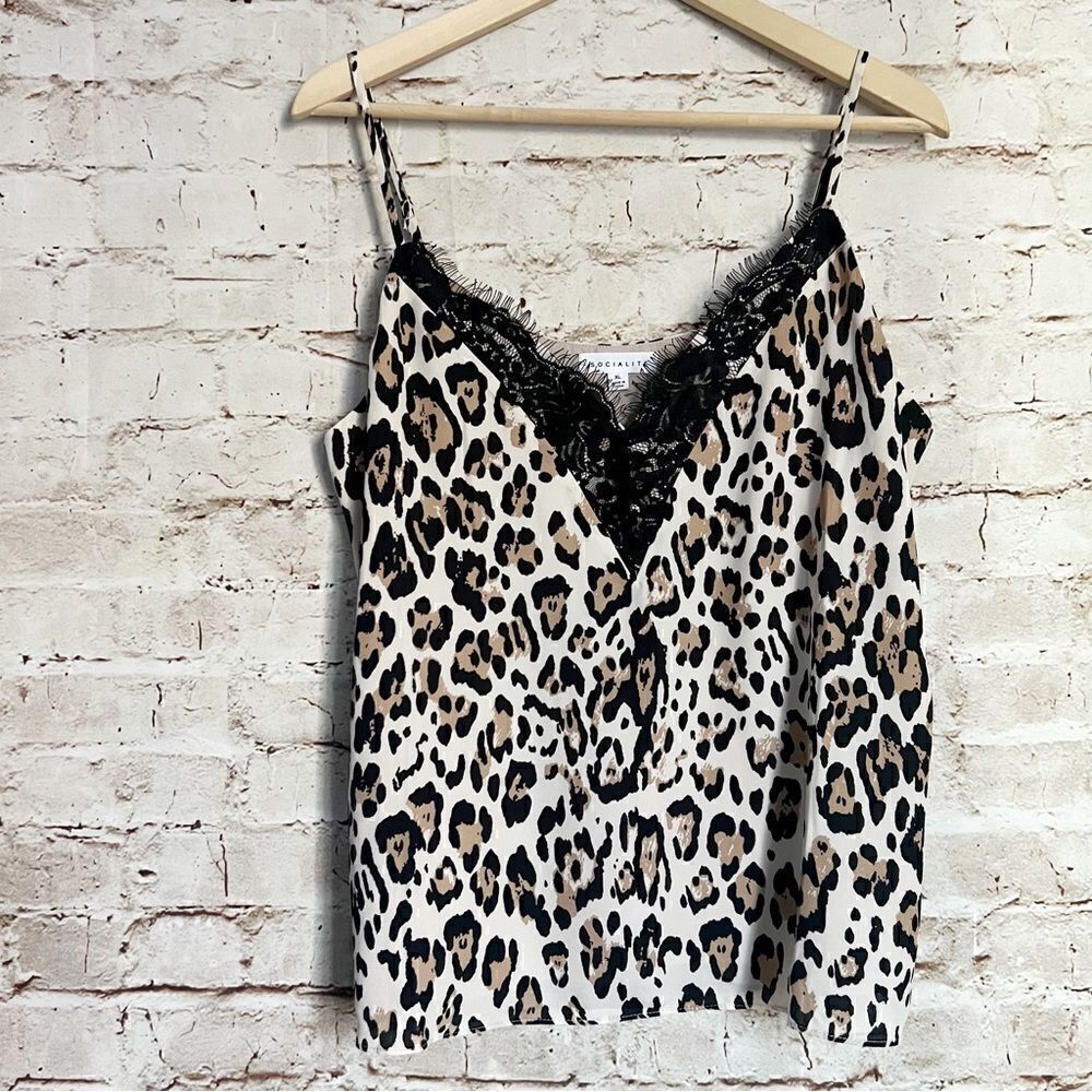 Socialite leopard lace cami blouse